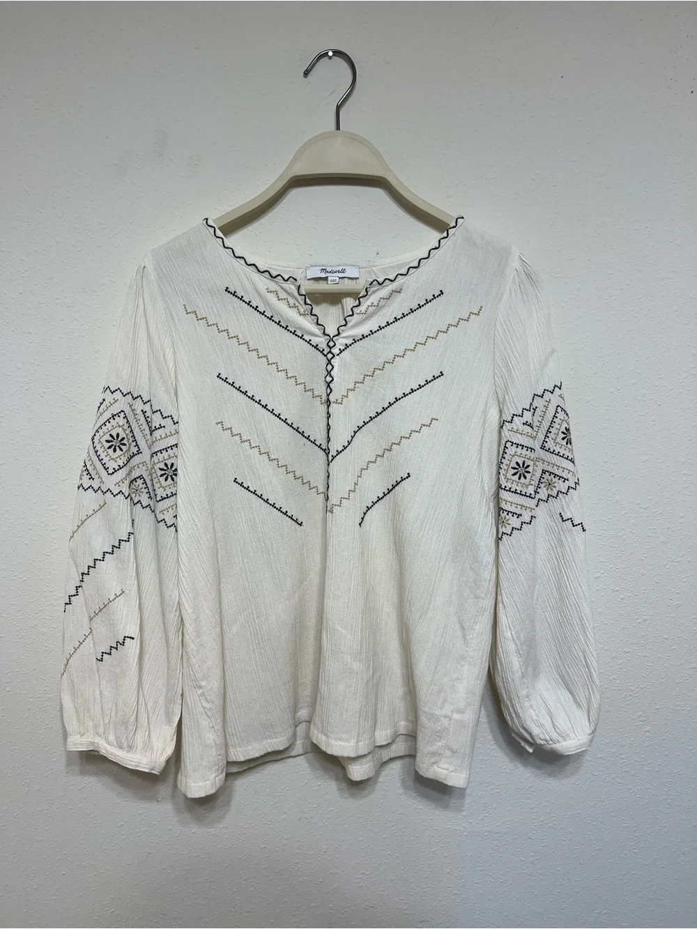 Madewell Embroidered Peasant Top